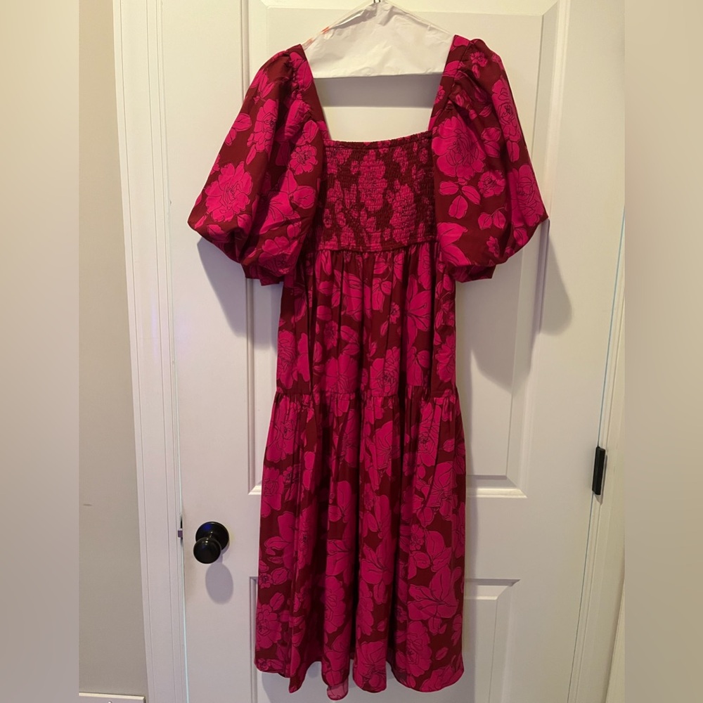 Entro Fuchsia Floral Long Sleeve Dress - Picture 4 of 4